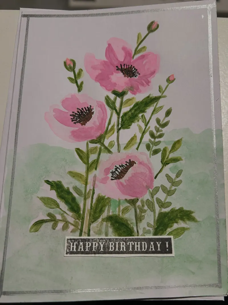 Hand made water color birthday card – photo of handmade work by Artful by SN, posted on Instagram September 30, 2026