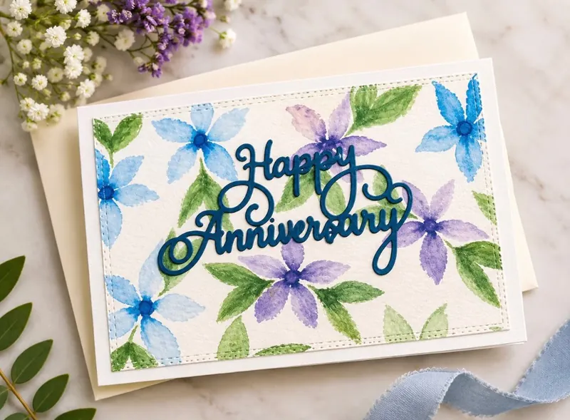 Handmade floral anniversary card – photo of handmade work by Artful by SN, posted on Instagram October 04, 2026