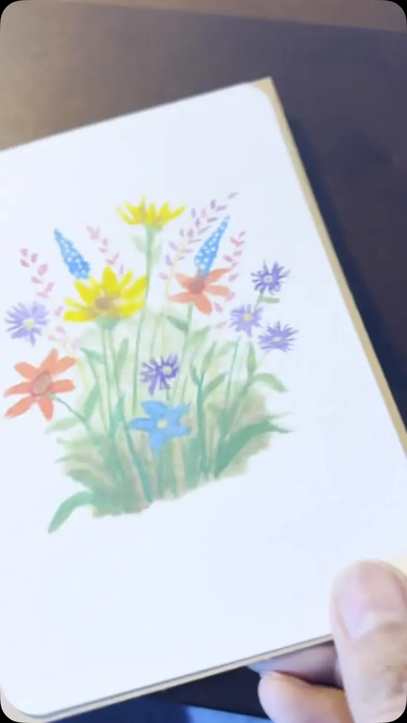 Hand painted watercolor wildflowers greeting card – still from a video of handmade work by Artful by SN, posted on Instagram October 05, 2026