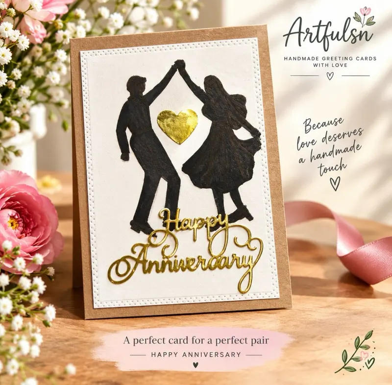 Happy Anniversary card made to celebrate the beautiful journey of two – photo of handmade work by Artful by SN, posted on Instagram October 07, 2026